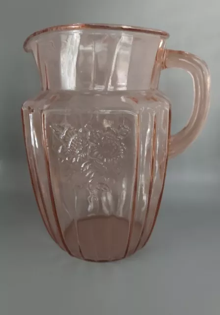 30's Pink Depression Glass Mayfair Open Rose Pitcher Anchor Hocking EXCELLENT!