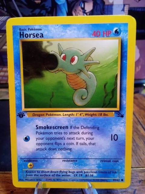 1999 Pokemon Fossil 1st Edition Horsea #49