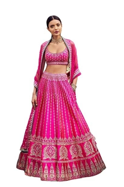 Letest Designer Satin Embroidery Work Lehenga Choli For Women Wedding Lehenga