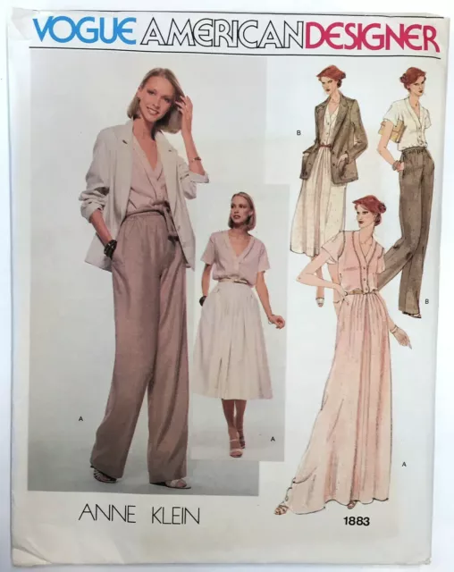 70s Vogue American Designer 1883 ANNE KLEIN Dress, Jacket, Pants Sewing Pattern