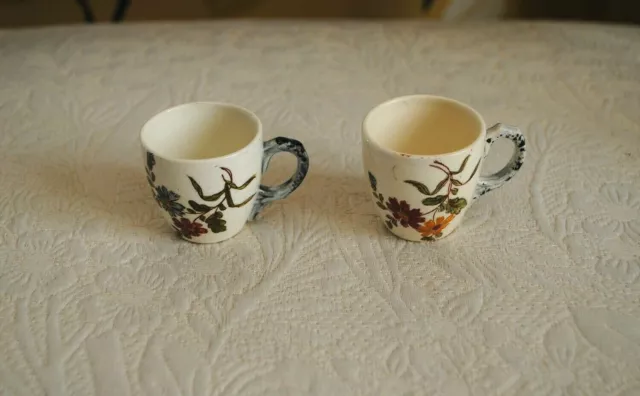 Original - 2 Petites Tasses A Liqueur En Faience De Luneville - 1950/1970
