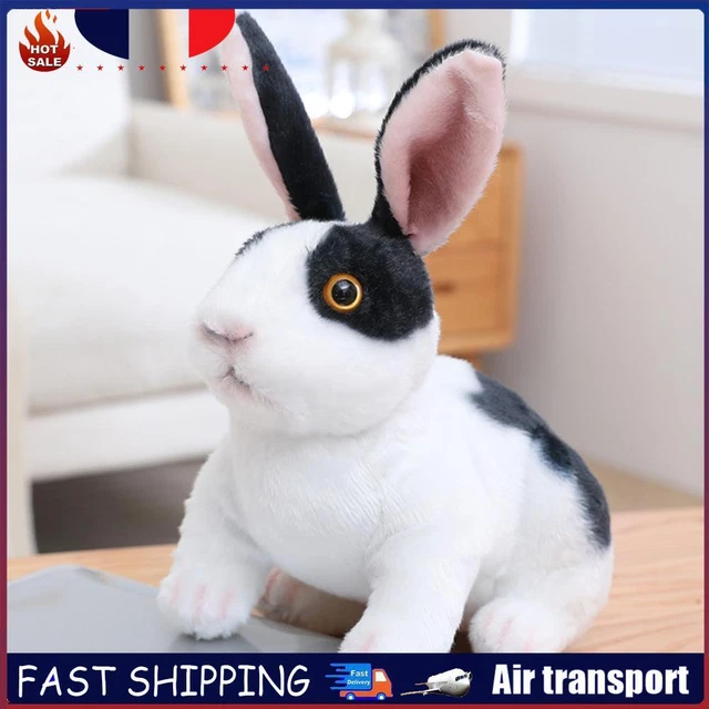Stuffed Black Rabbit S# CUTE LIFELIKE Animal Cotton Stuffed Plush Rabbit Bunny Kids Toys (B ...