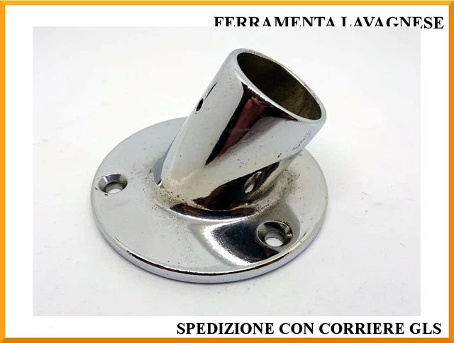 Base en Laiton Chromé Rond Incliné pour Tubes De 22 Ou 25 MM Federer 142A.C