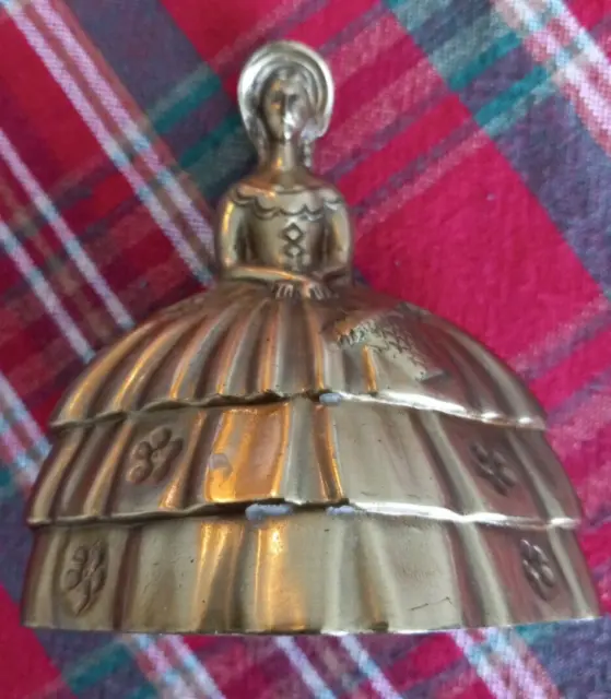 Brass Southern Lady Bell Full Dress Bonnet Basket in Hand 3.5" tall Bell