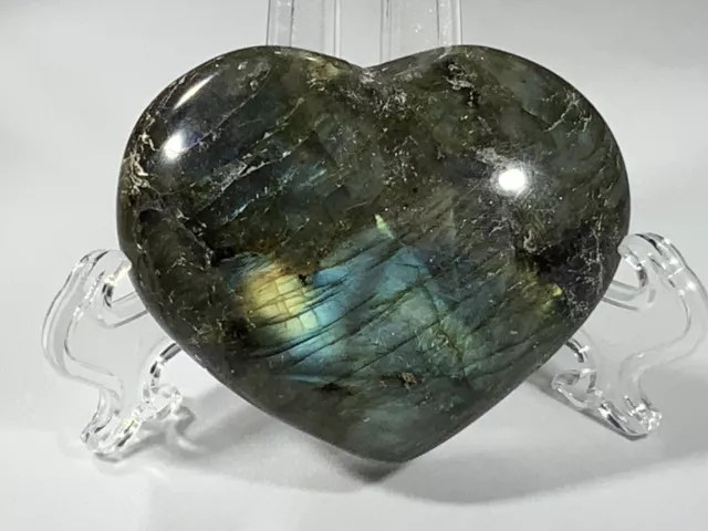 128g natural healing reiki gemstone crystal hand carved Labradorite heart