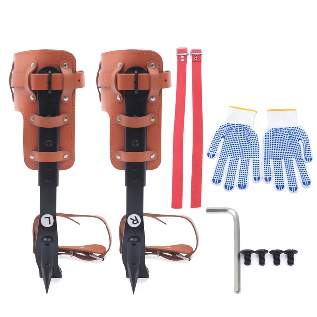 Pole Climbing Spurs Steel Adjustable Climber Strap Gaffs Tree Climbing Spike Set