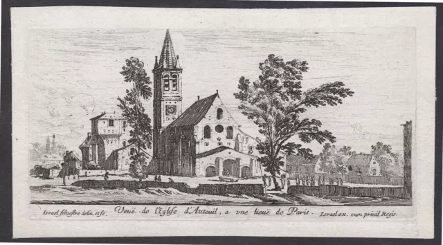 Auteuil Paris Eglise Church Église Israël Silvestre Eau-Forte Gravure sur Cuivre