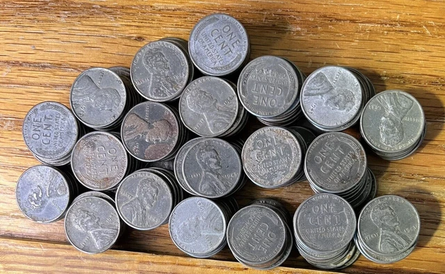 1 Roll of 50 Wartime WWII 1943 PDS STEEL Lincoln Cents Wheat Pennies Circulated