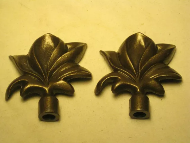 solid metal curtain rod finials final pair ornate leaf drapery ends end