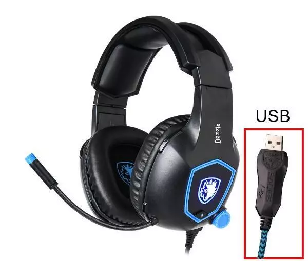 SADES Dazzle USB PC Gaming Headset Headphones 7.1 Surround Sound Noise Reduction