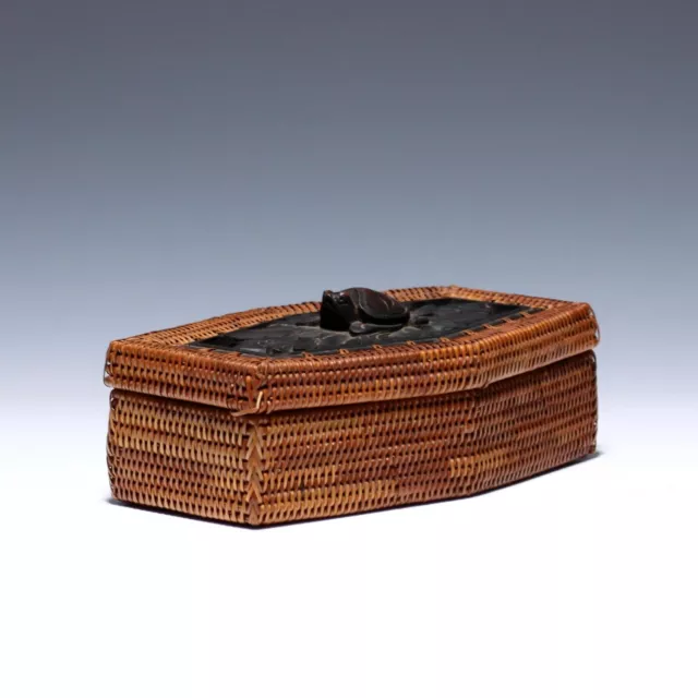 Rattan Basket Covered Box with Turtle - Lombok Island, Indonesia 3