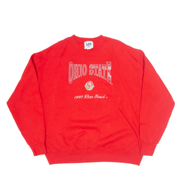 Felpa vintage LEE SPORT 1997 Ohio State Rose Bowl Rossa anni '90 Uomo XL