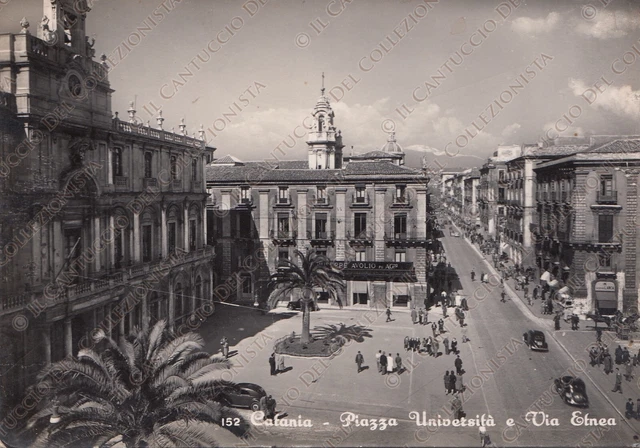 Catania Piazza università e via Etnea negozio GIUSEPPE AVOLIO Cartolina