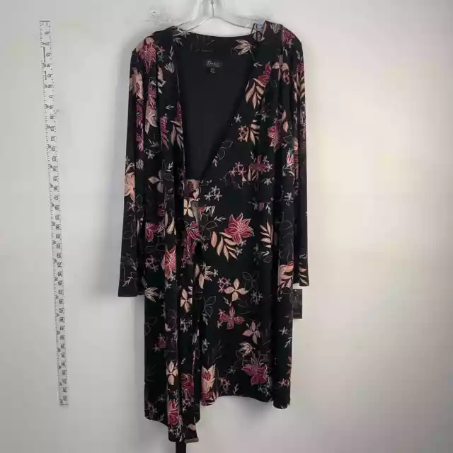 NWT Thalia Sodi Black Floral Wrap Dress Womens Size L