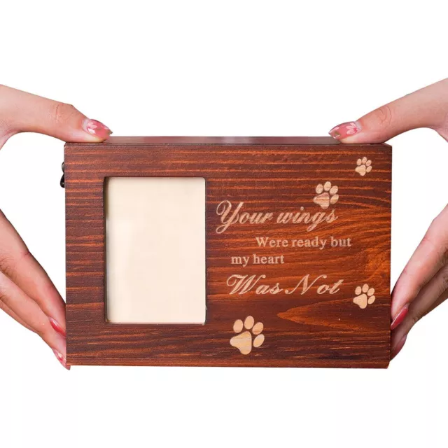 Memorial Pet Urns for Dogs Cats Ashes with Photo Wooden Urns Memory Box Forever 3