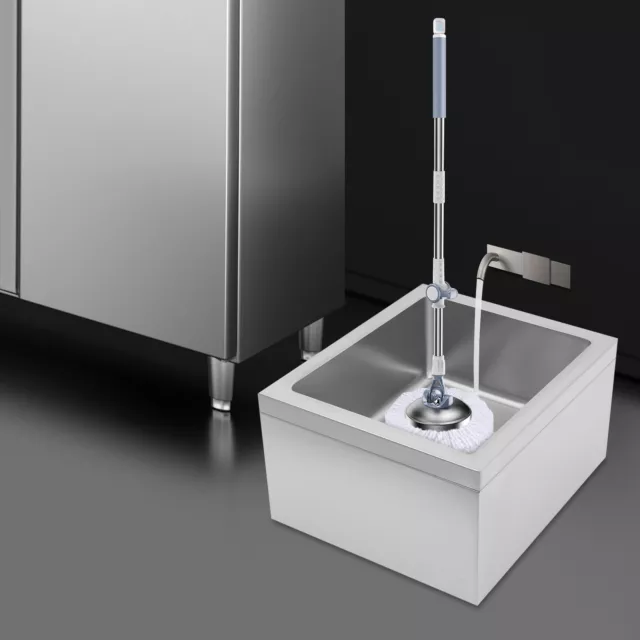 Luku Commercial Sink With Faucet, Freestanding Sink With Workbench, 2 Bowl And Drainboard, Utility Stainless Steel Kitchen Sink