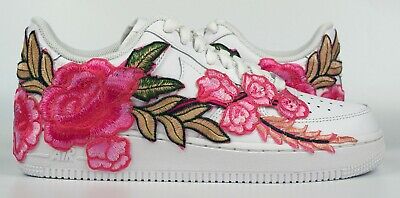 🌹 Nike Air Force 1 Pink Rose Floral Flower White Custom Low Shoes Men Women Kid