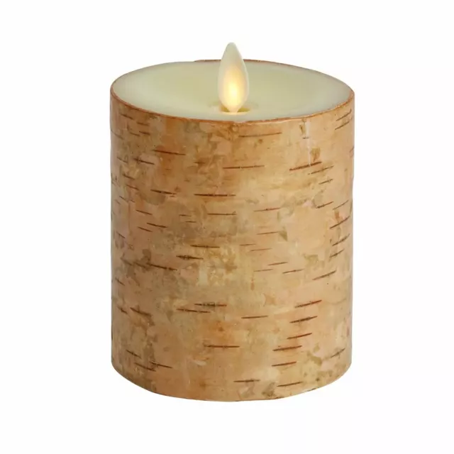 Luminara Birchwood LED Pillar Candle - Moving Flame - 10 cm