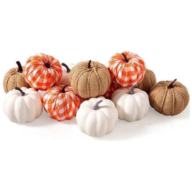 12 pz zucche finte assortite zucche artificiali raccolta fattoria per autunno N3L8
