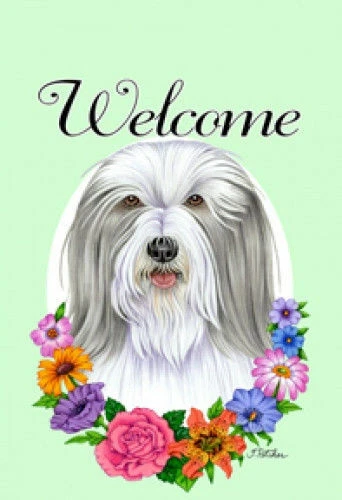 Welcome House Flag - Bearded Collie 63170