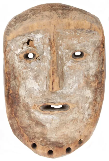 Antique Vintage African Lega Carved Wooden Face Mask Wood Ethnographic Folk Art