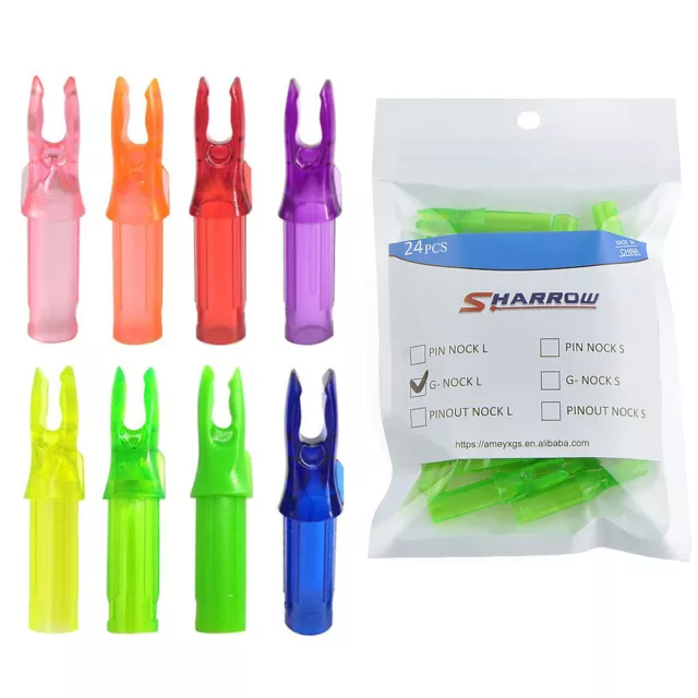 24X Arrow Nocks Plastic Tails ID6.2mm Arrow Shaft DIY Insert Tips Archery Target