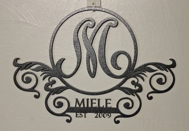  Personalized Monogram Door Hanger Plasma Metal Wall Art Name Initial Year
