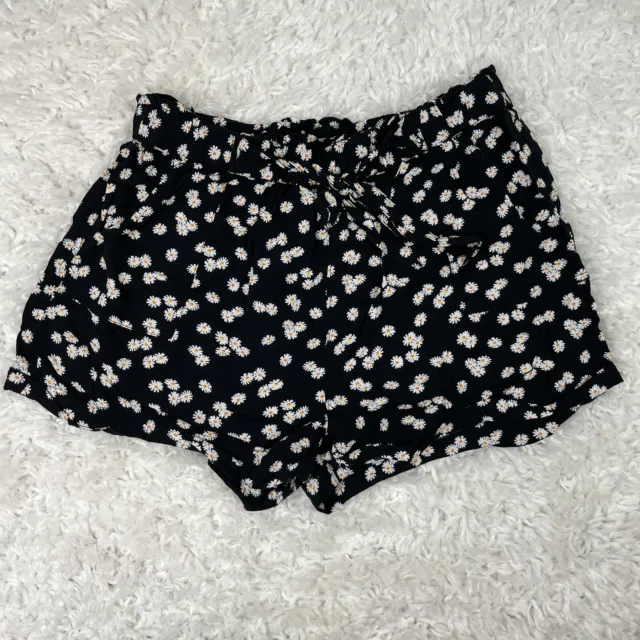 SO Womens Sz XL Black Daisy Shorts Super High Rise Stretch Pockets Drawstring