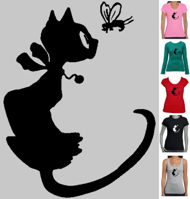 Cat t shirt Butterfly Kitty pussy cats Singlets v -neck cute funny t shirts  tee