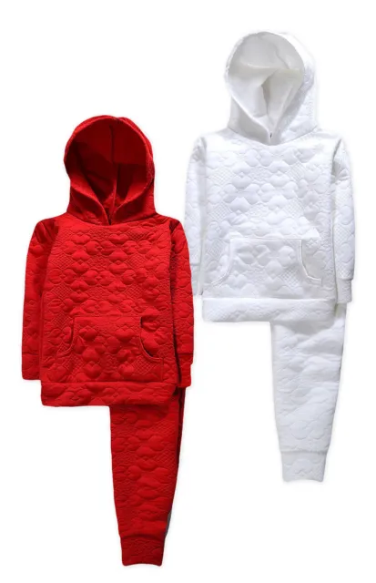 Girls Tracksuit New Kids Baby Heart Flower Hoodie Joggers Set 0 6 12 Months