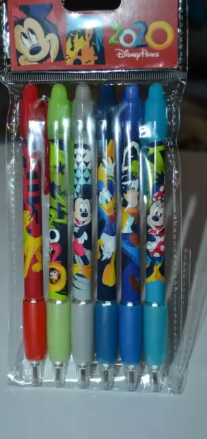 Park Attractions Mickey Minnie Donald Goofy Pluto Chip Dale Disney Pen Set of 6