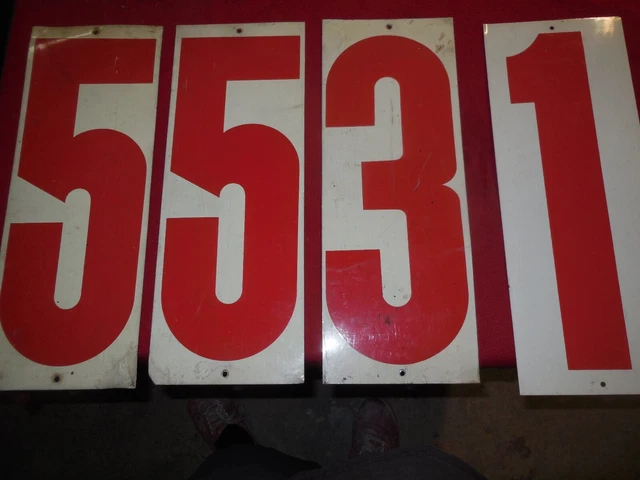 Vintage gas station price board numbers 2 sided red and white 16" x 6 " Man Cave