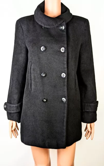 Anne Klein Women's Black Angora,Wool Blend, 4 Front Pockets Coat, Jacket size M