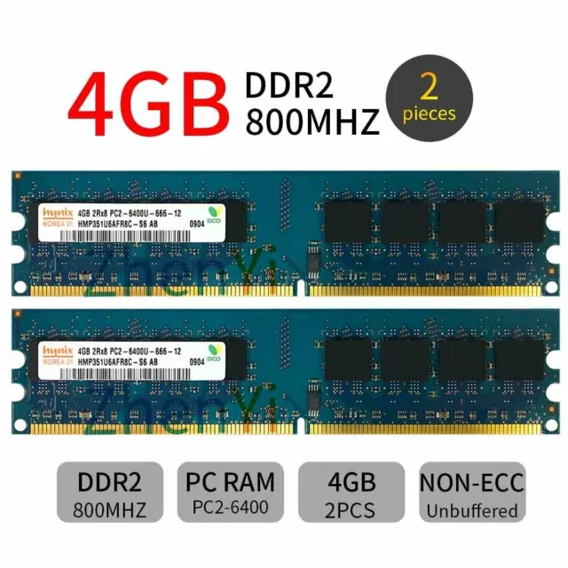 8GB 4GB 2GB 1GB DDR2 PC2-6400U 800MHz 240Pin Desktop DIMM Memory For Hynix LOT 2