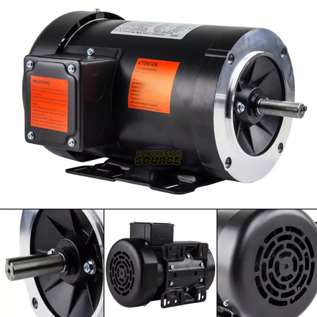 3 HP Electric Motor 3 Phase 56HC Frame 3600 RPM TEFC 208 230 / 460 Volt New