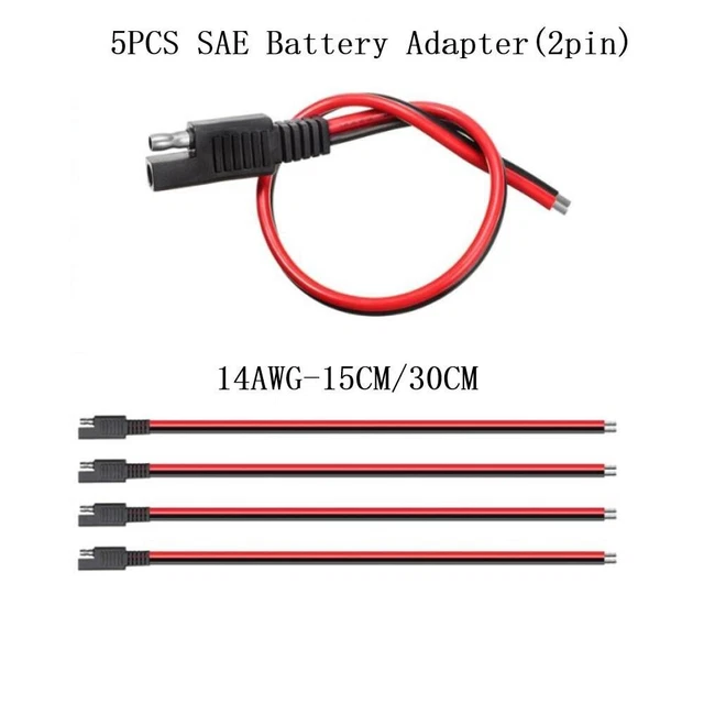 MENTBERY SAE-Verlängerungskabel Set (5 Stück) - 16 AWG, 0,6m Länge | Wetterfeste Abdeckung, Für Solar, Auto, Wohnmobil