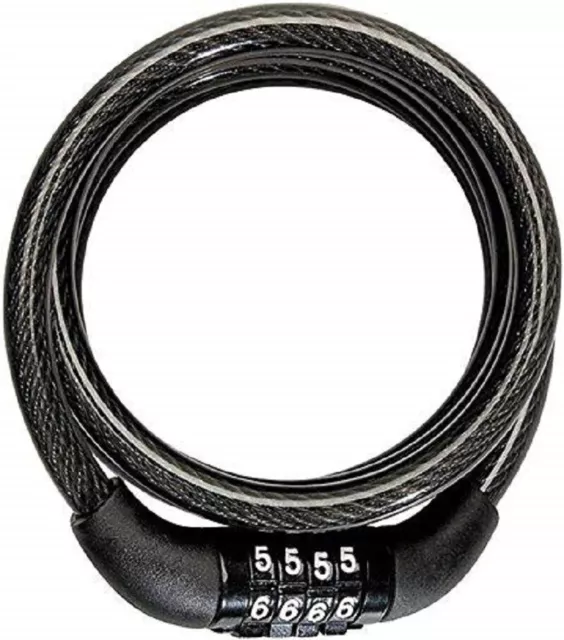 Premium Black Heavy Bicycle 4 Letters Number Lock Combination Coiled Bike Steel 3