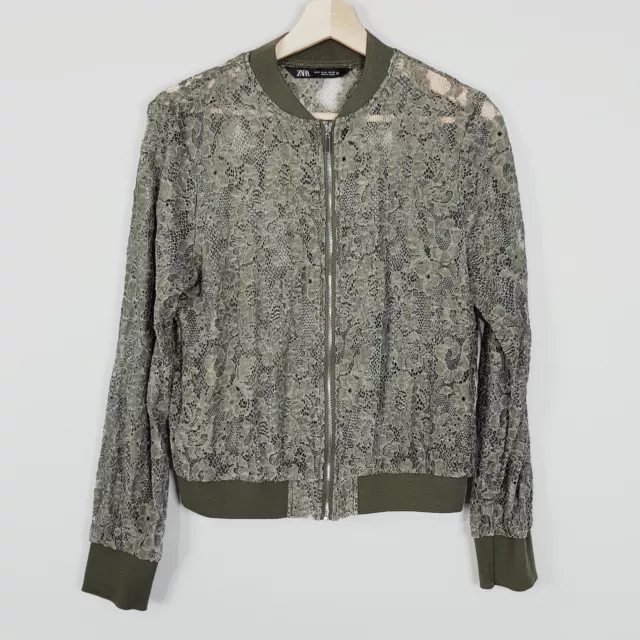 ZARA | Womens Green Zip Up Lace Jacket [ Size M or AU 12 ]