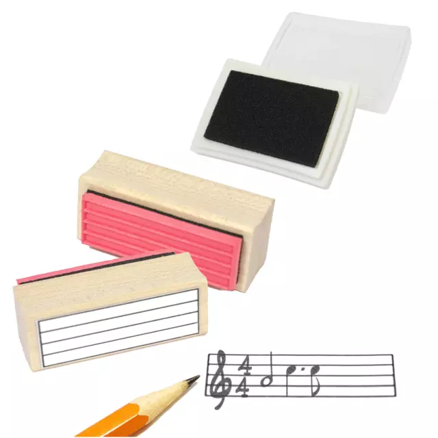 Music Ossia Staff Diagram Rubber Stamp & Black Ink Pad