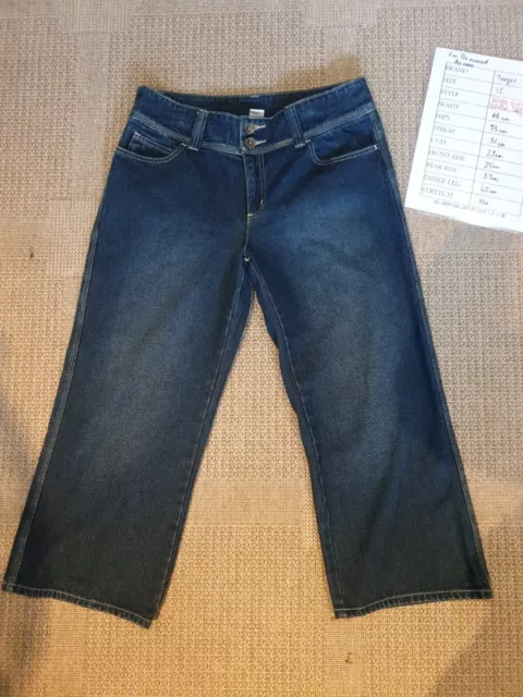 Target Wide Waist Wide Leg 3/4 Crop Denim Jeans Pants Sz 12 as new