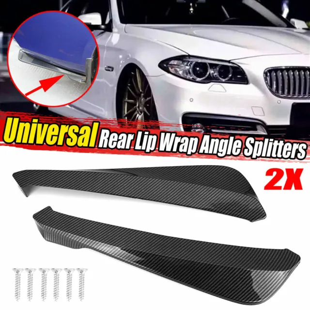 2x Car Rear Bumper Lip Diffuser Splitter Canard Protector Carbon Fiber Universal