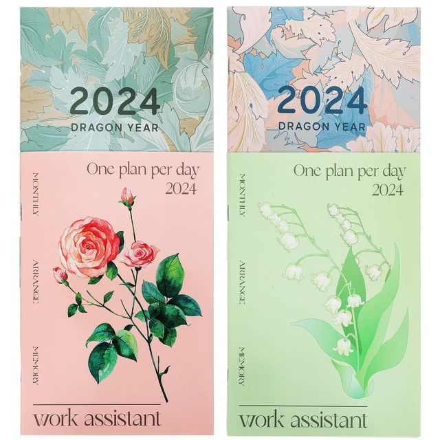 4 Stück Planer 2024 Kalender Monatsplaner Spiralbindung Agenda Planer für Büro