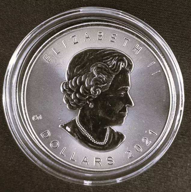 Eine Münze - 1 oz Maple Leaf Silbermünze 5 Dollars - Kanada 2021 - in Münzkapsel