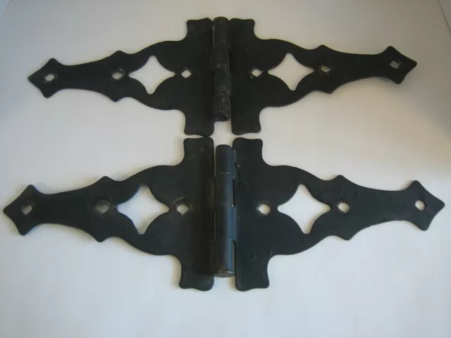 Lot Of 2 Large 8 1/4" Ornamental Steel Strap Hinges Door Gate Shed Barn