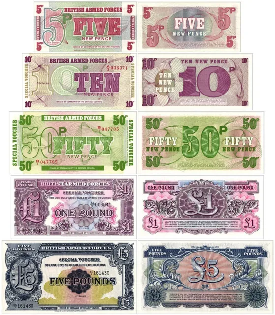 Great Britain 5 Pence - 5 Pounds 5 Pieces Set, 1948-1972 ND, P-M22-M49, UNC
