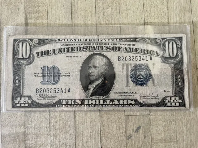 1934 C $10 Ten Dollar Silver Cert Blue Seal