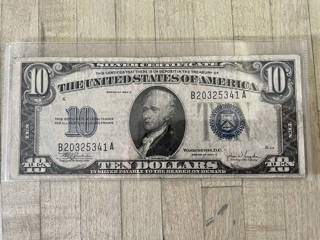 1934 C $10 Ten Dollar Silver Cert Blue Seal