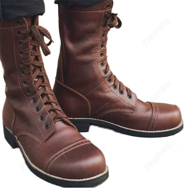 MENS BROWN LEATHER Boots WW2 US Army Airborne Paratrooper Military