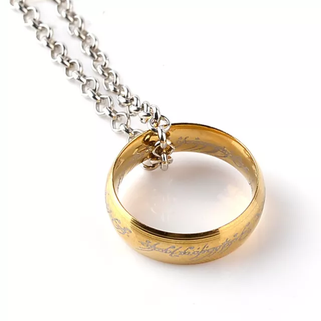 Lord Of The Rings Necklace Lotr Jewelry The One Ring Of Power - Gold Plated!