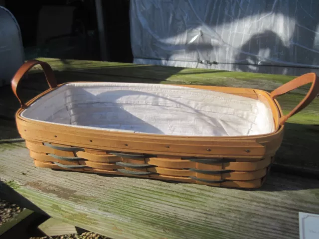 2000? Longaberger Bread Basket with Plastic & Fabric Liner,  approx. 14"x 8"x 4"